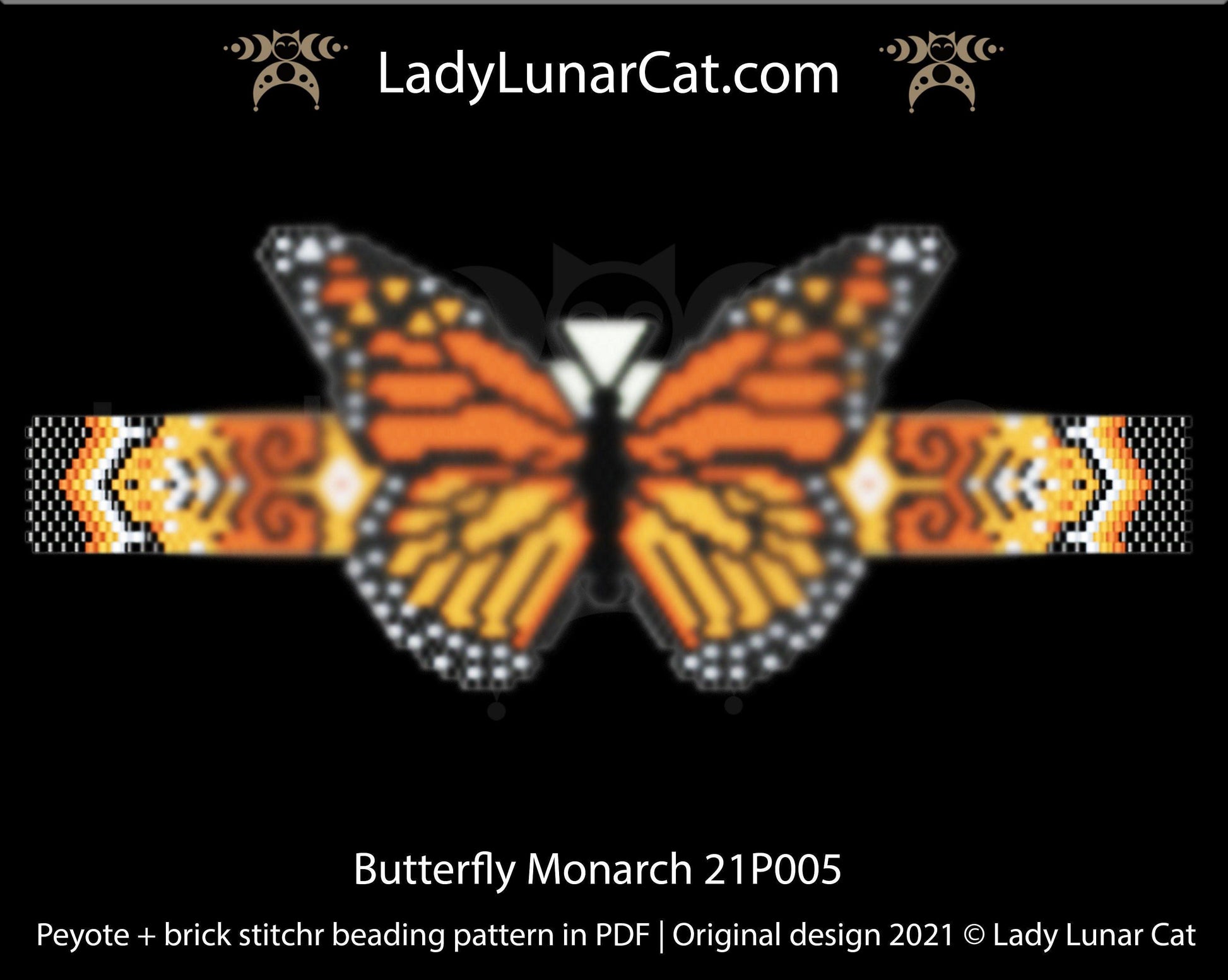 Copy of Brick stitch patterns for beading Autumn butterfly set 17B002 LadyLunarCat