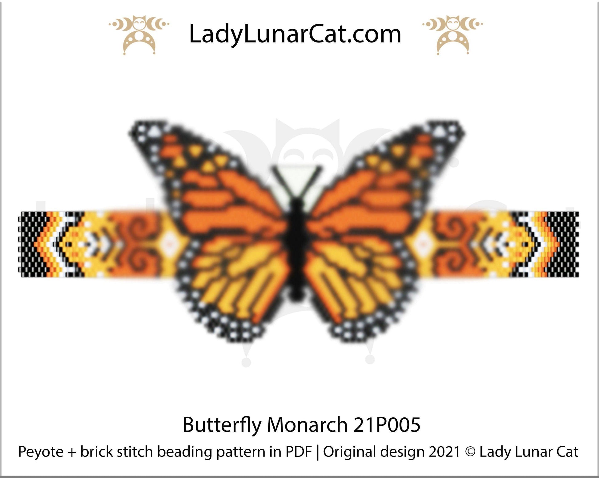 Copy of Brick stitch patterns for beading Autumn butterfly set 17B002 LadyLunarCat