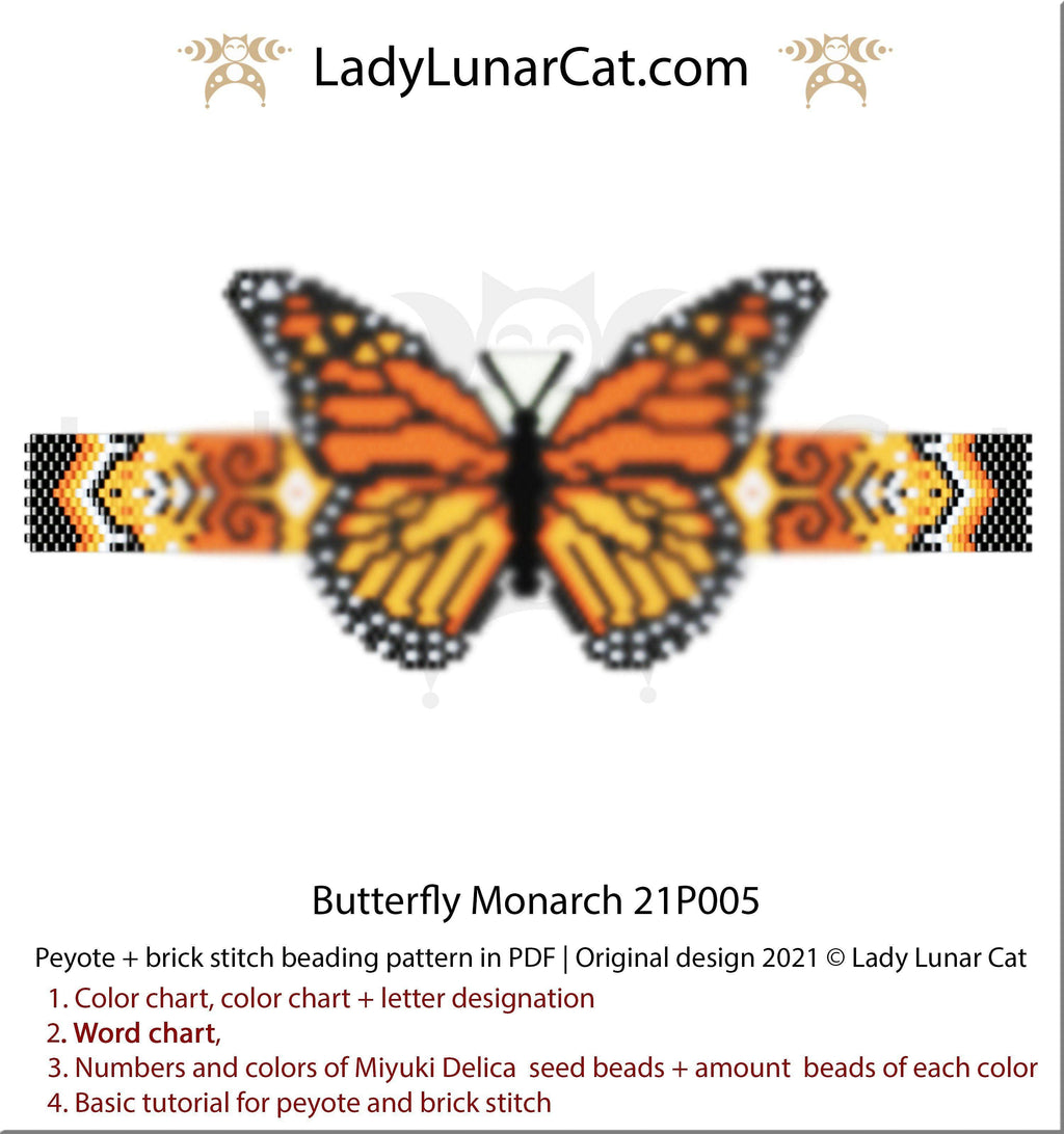 Copy of Brick stitch patterns for beading Autumn butterfly set 17B002 LadyLunarCat