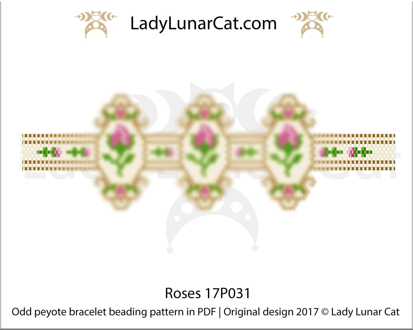 Copy of Even count peyote bracelet beading pattern Spring flowers LadyLunarCat
