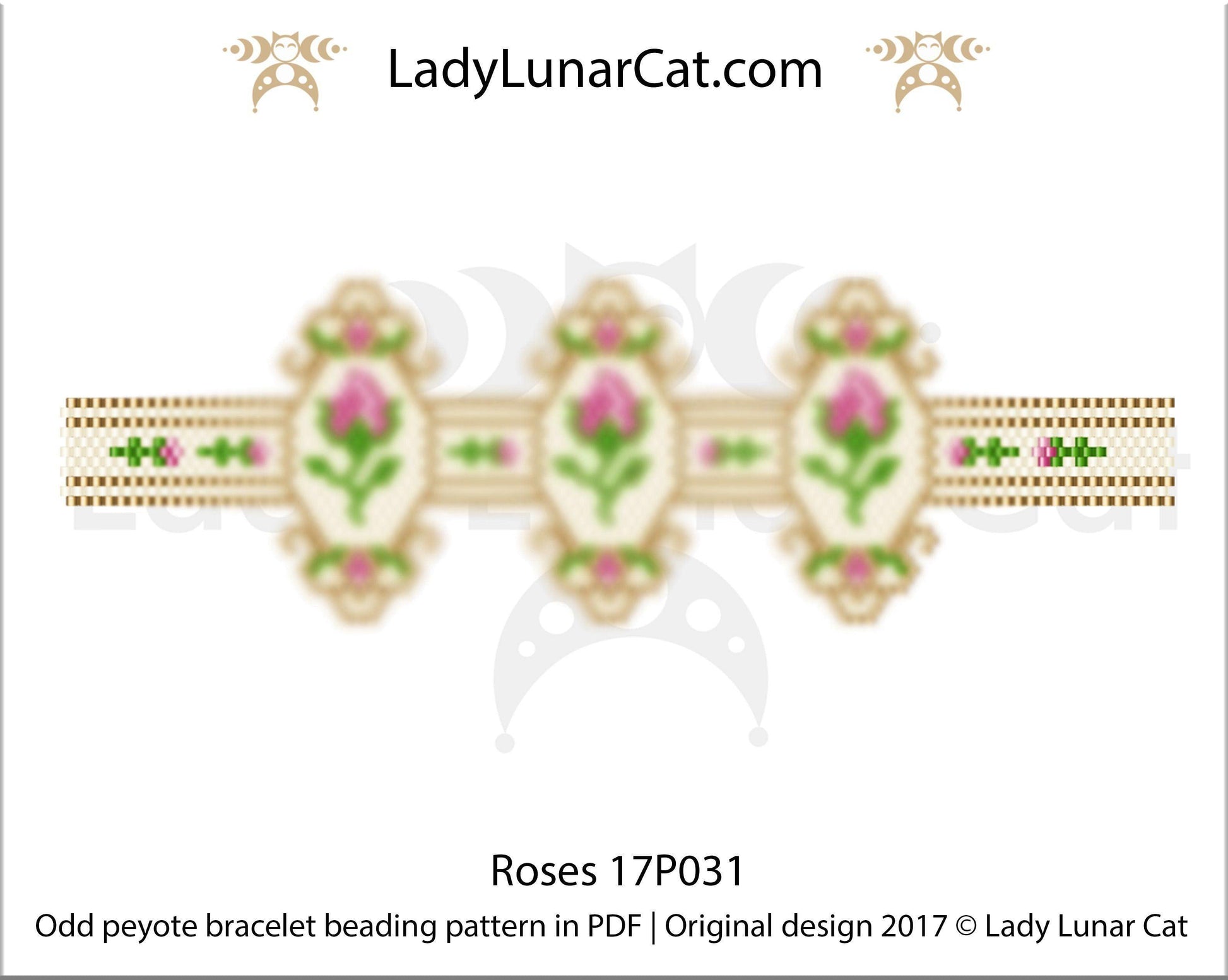 Copy of Even count peyote bracelet beading pattern Spring flowers LadyLunarCat