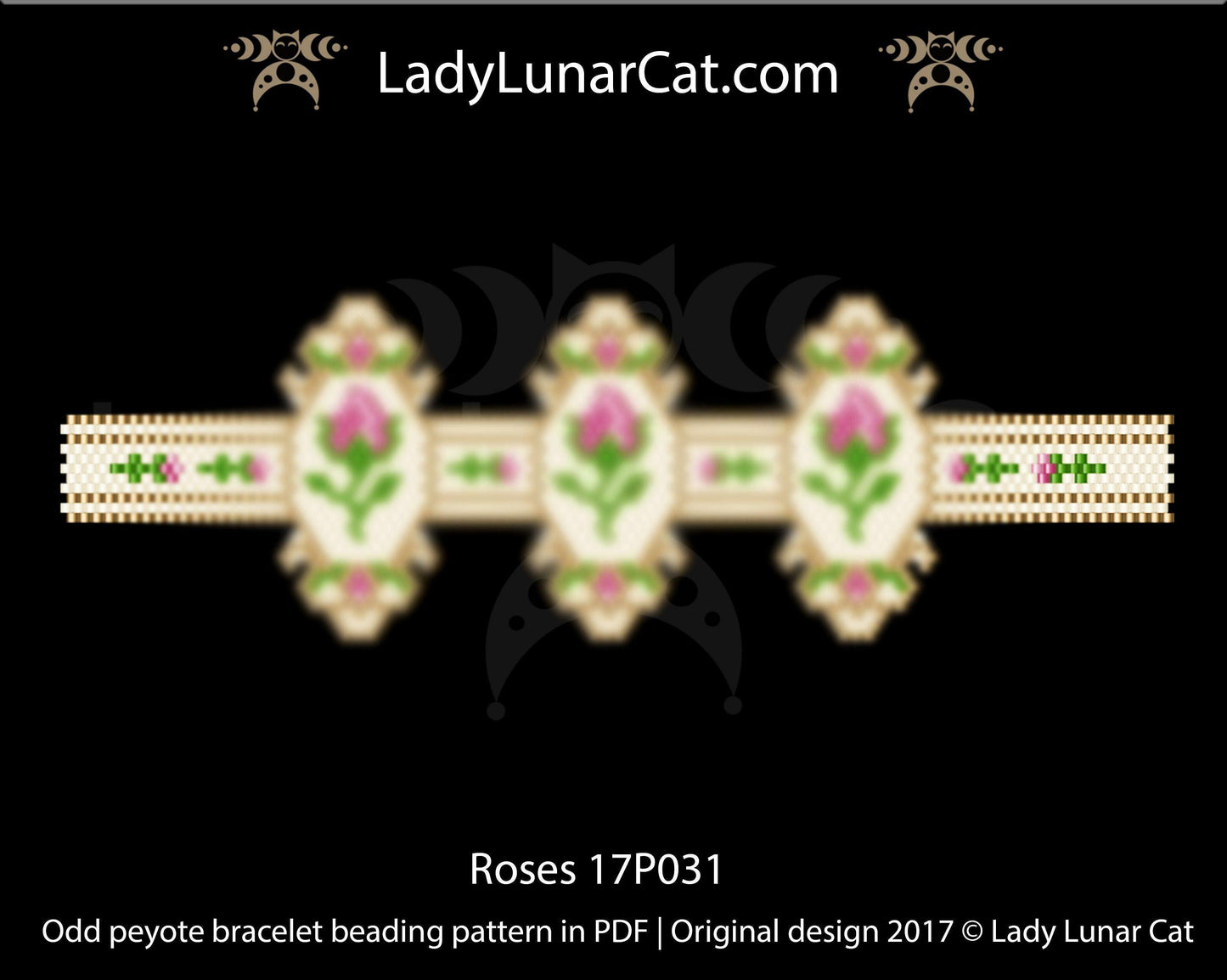 Copy of Even count peyote bracelet beading pattern Spring flowers LadyLunarCat