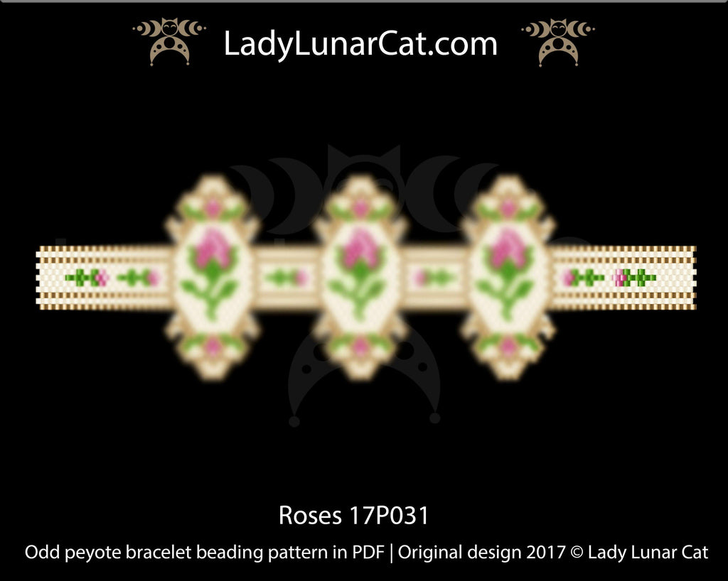 Copy of Even count peyote bracelet beading pattern Spring flowers LadyLunarCat