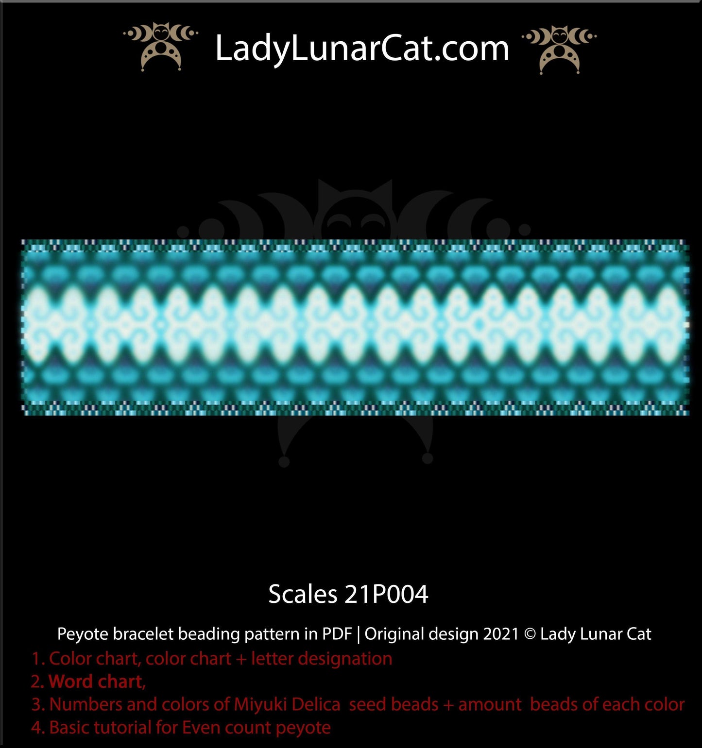 Copy of Odd count peyote bracelet pattern for beading Lilac flower 18P018 LadyLunarCat