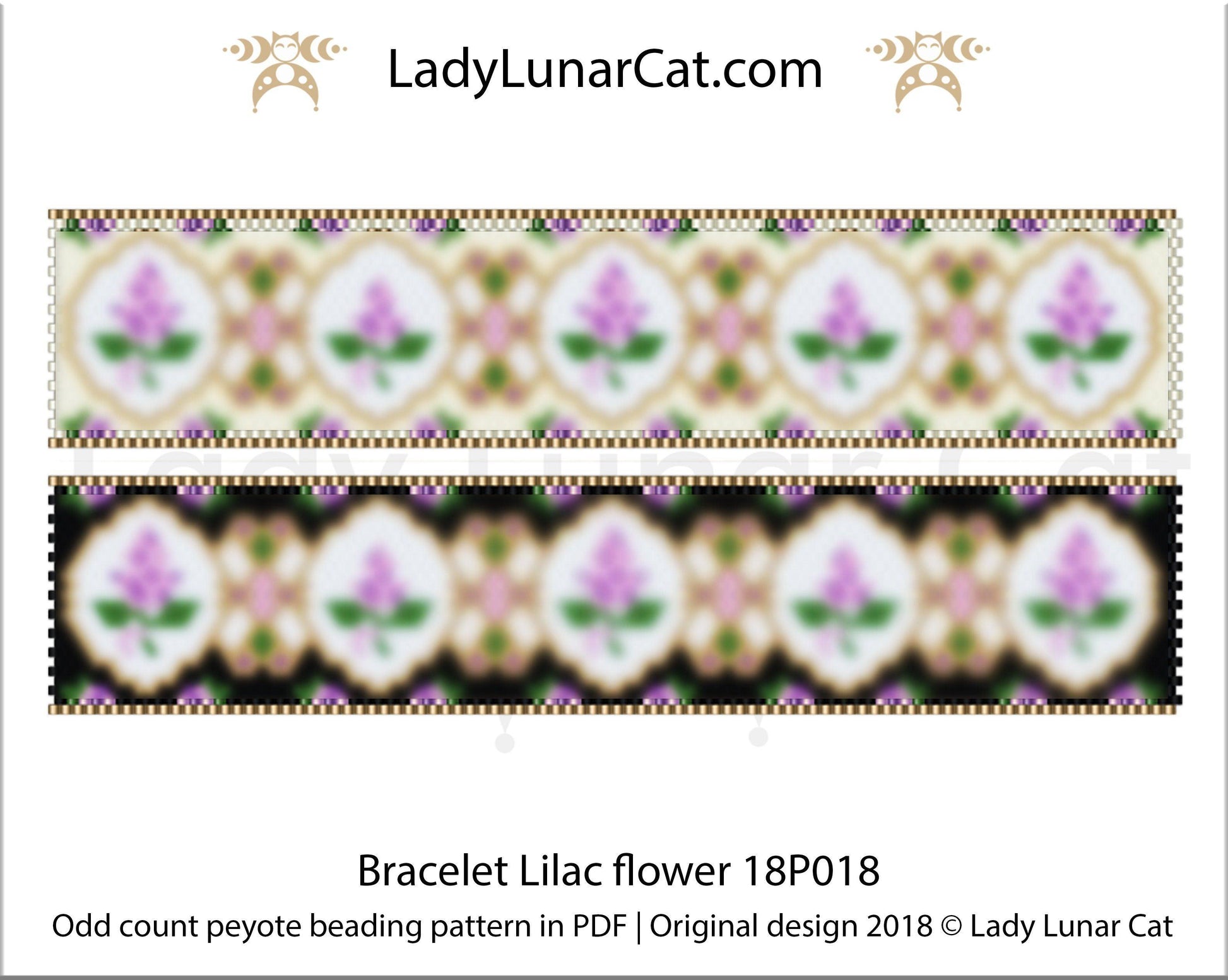 Copy of Odd count peyote bracelet pattern for beading Strawberries 18P021 LadyLunarCat