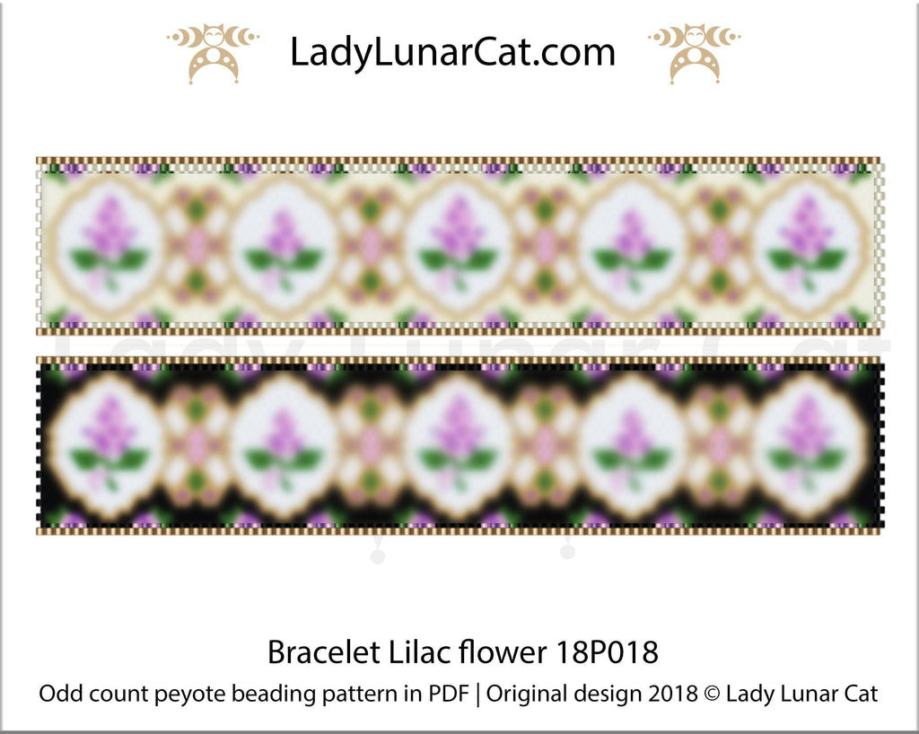 Copy of Odd count peyote bracelet pattern for beading Strawberries 18P021 LadyLunarCat