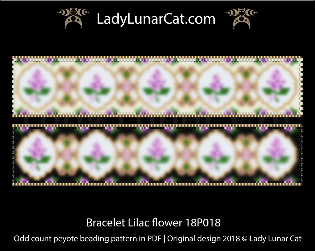 Copy of Odd count peyote bracelet pattern for beading Strawberries 18P021 LadyLunarCat