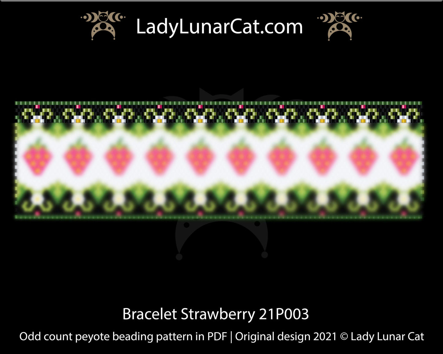 Copy of Odd count peyote bracelet pattern for beading Strawberries 18P021 LadyLunarCat
