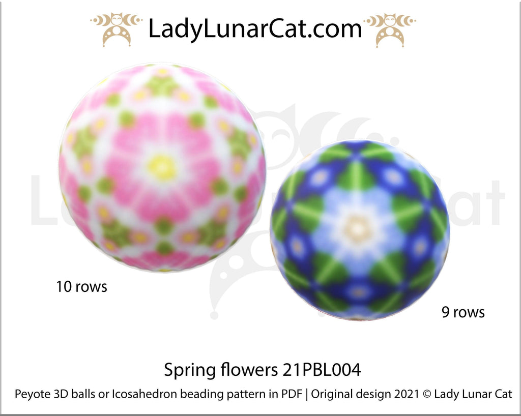 Copy of Peyote 3d ball pattern for beading | Beaded Icosahedron Chamomile 21PBL008 16 rows LadyLunarCat