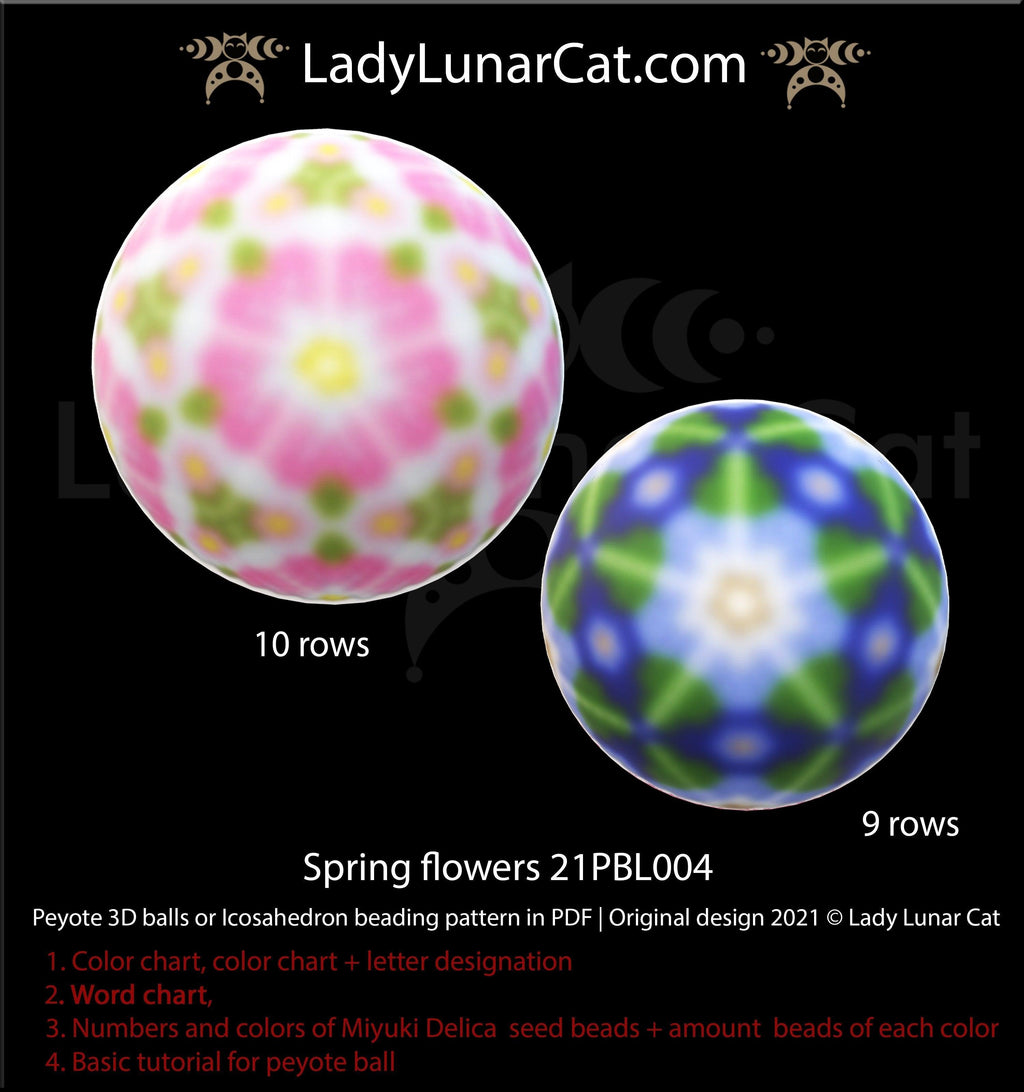 Copy of Peyote 3d ball pattern for beading | Beaded Icosahedron Chamomile 21PBL008 16 rows LadyLunarCat