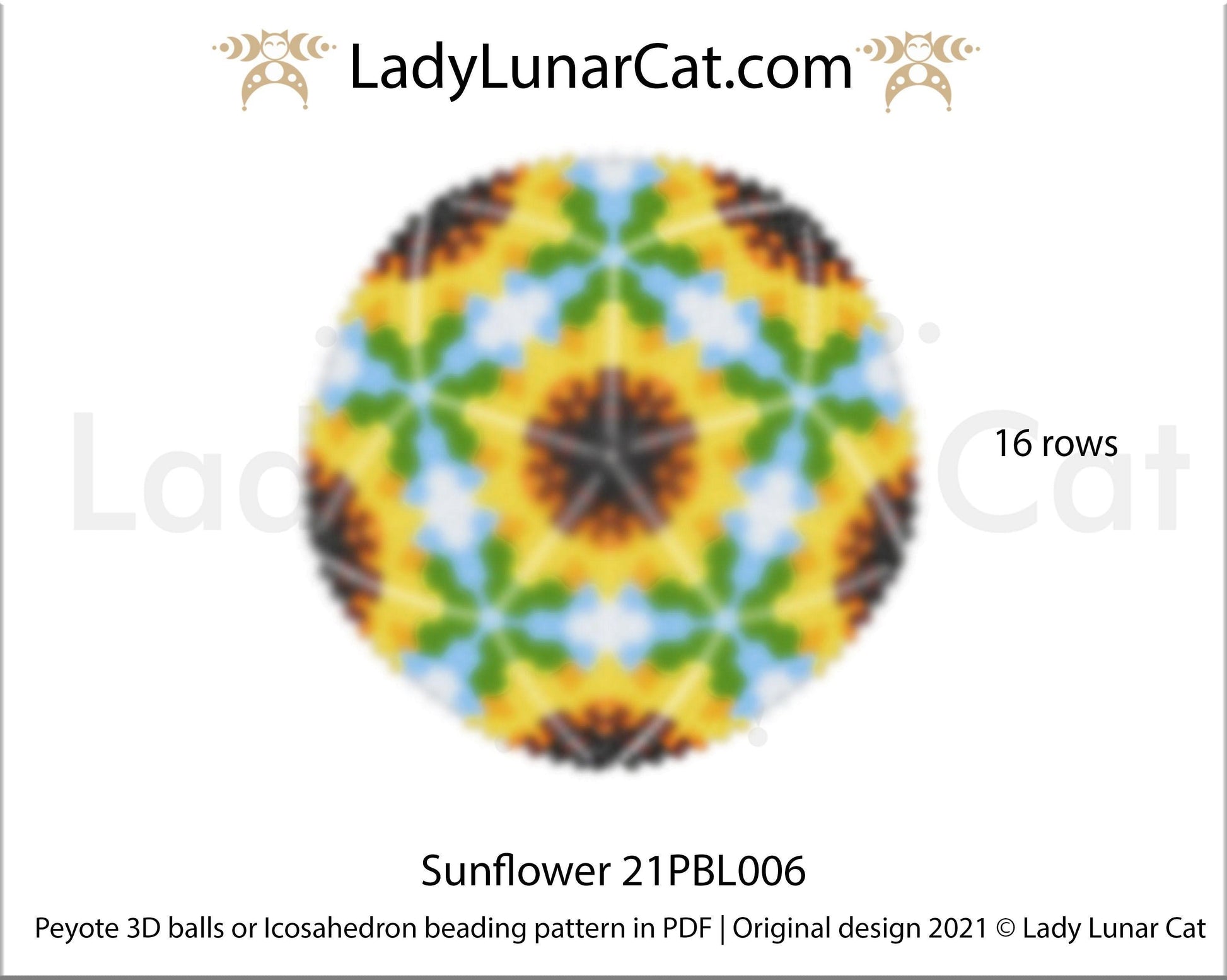 Copy of Peyote 3d ball pattern for beading | Beaded Icosahedron Clover and flowers 21PBL007 15/11/9 rows LadyLunarCat