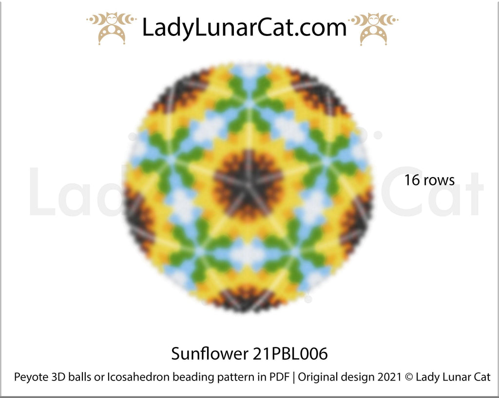 Copy of Peyote 3d ball pattern for beading | Beaded Icosahedron Clover and flowers 21PBL007 15/11/9 rows LadyLunarCat