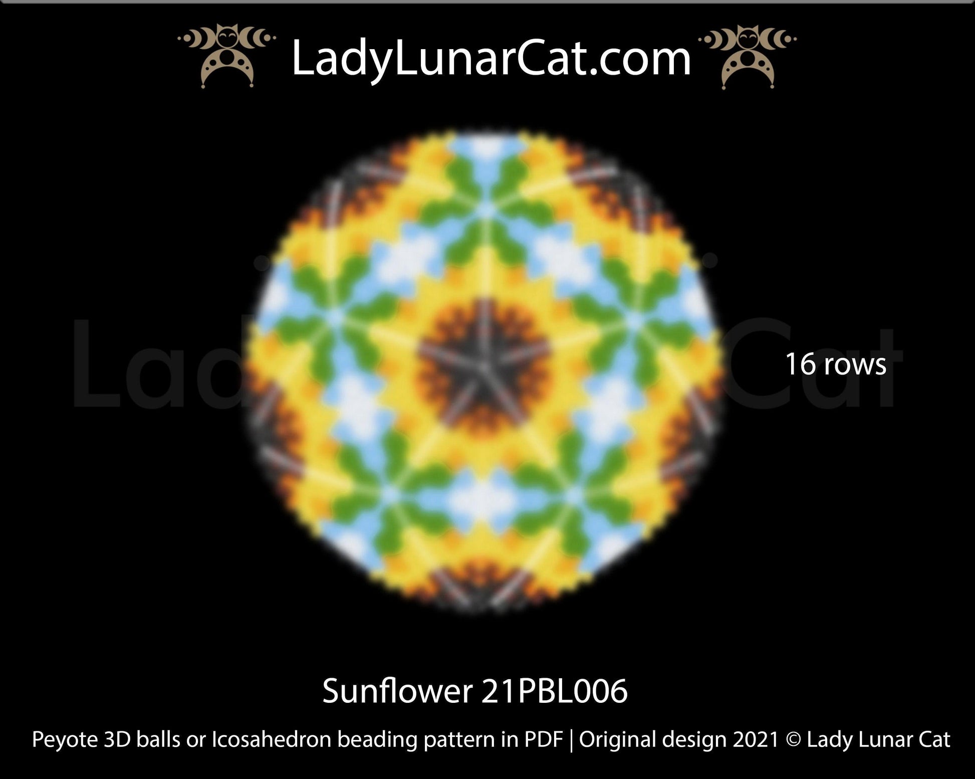 Copy of Peyote 3d ball pattern for beading | Beaded Icosahedron Clover and flowers 21PBL007 15/11/9 rows LadyLunarCat