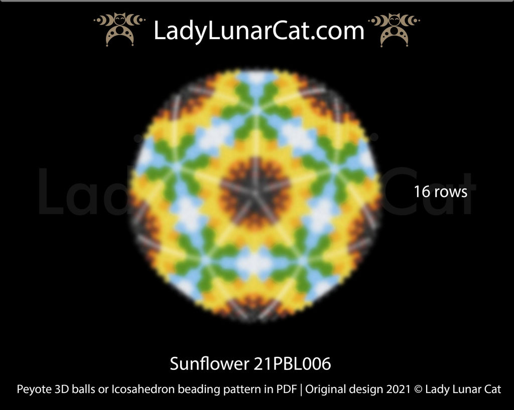 Copy of Peyote 3d ball pattern for beading | Beaded Icosahedron Clover and flowers 21PBL007 15/11/9 rows LadyLunarCat