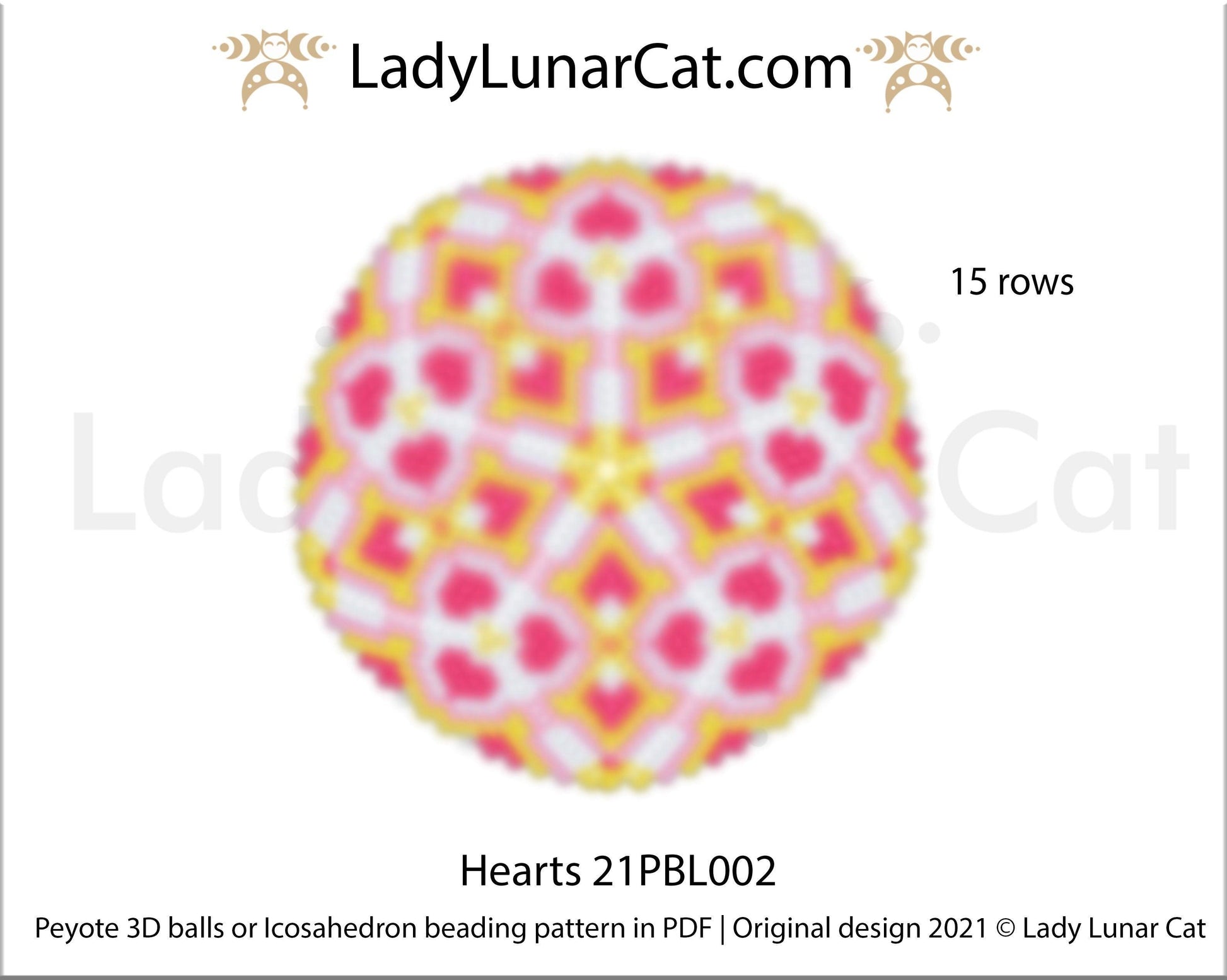 Copy of Peyote 3d ball pattern for beading | Beaded Icosahedron Ermelinda 20PBL012 15 rows LadyLunarCat