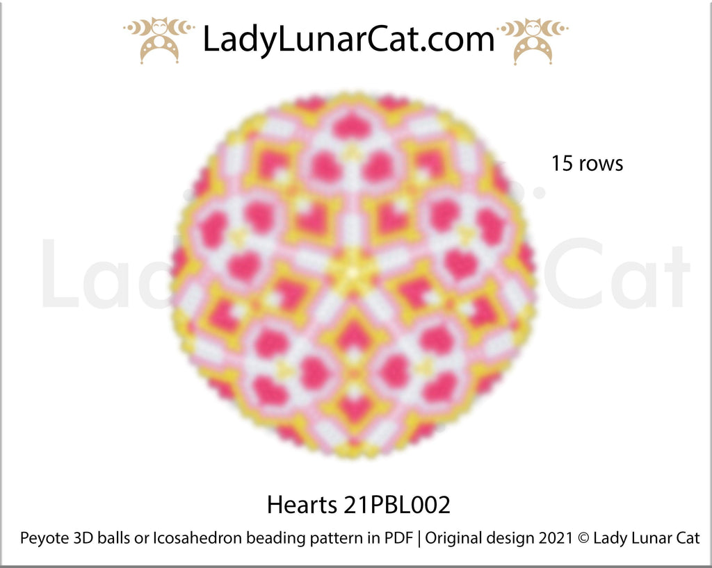 Copy of Peyote 3d ball pattern for beading | Beaded Icosahedron Ermelinda 20PBL012 15 rows LadyLunarCat