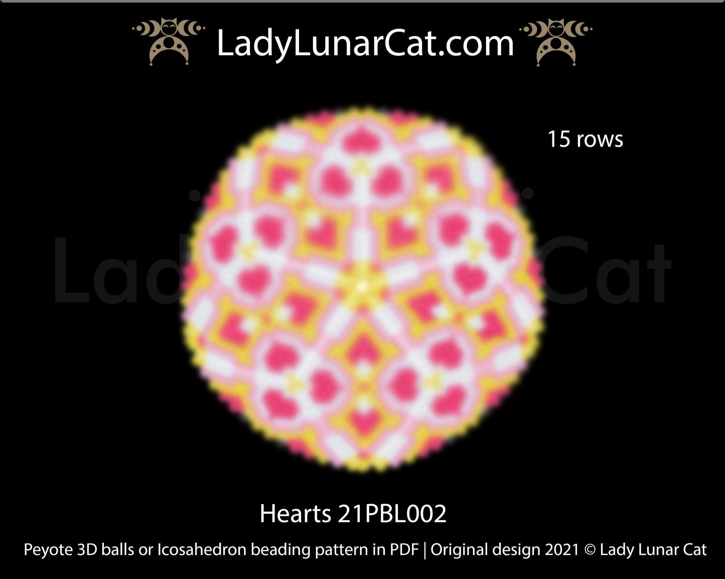 Copy of Peyote 3d ball pattern for beading | Beaded Icosahedron Ermelinda 20PBL012 15 rows LadyLunarCat