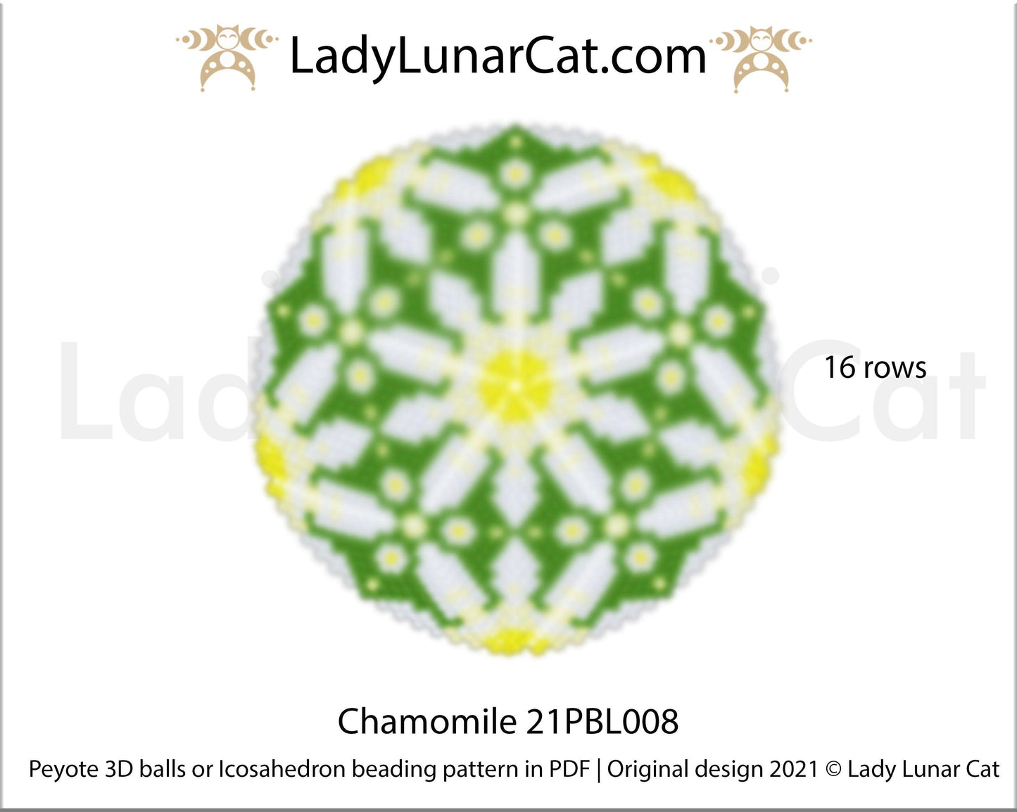 Copy of Peyote 3d ball pattern for beading | Beaded Icosahedron Sunflowers  21PBL006 16 rows LadyLunarCat