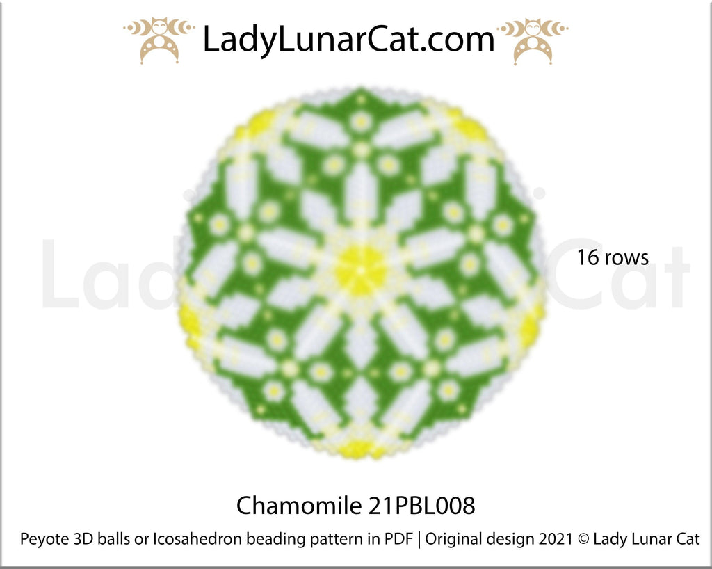 Copy of Peyote 3d ball pattern for beading | Beaded Icosahedron Sunflowers  21PBL006 16 rows LadyLunarCat