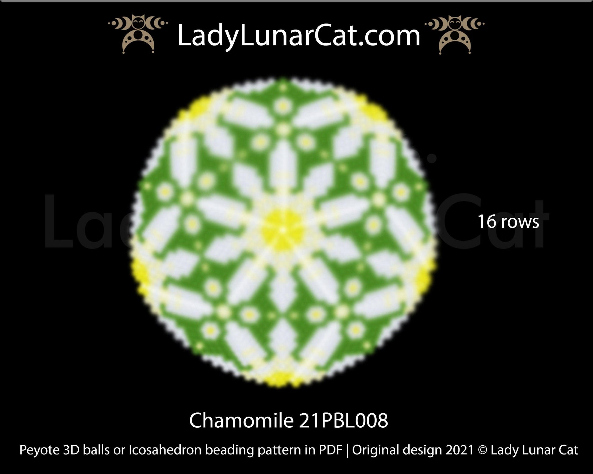 Copy of Peyote 3d ball pattern for beading | Beaded Icosahedron Sunflowers  21PBL006 16 rows LadyLunarCat