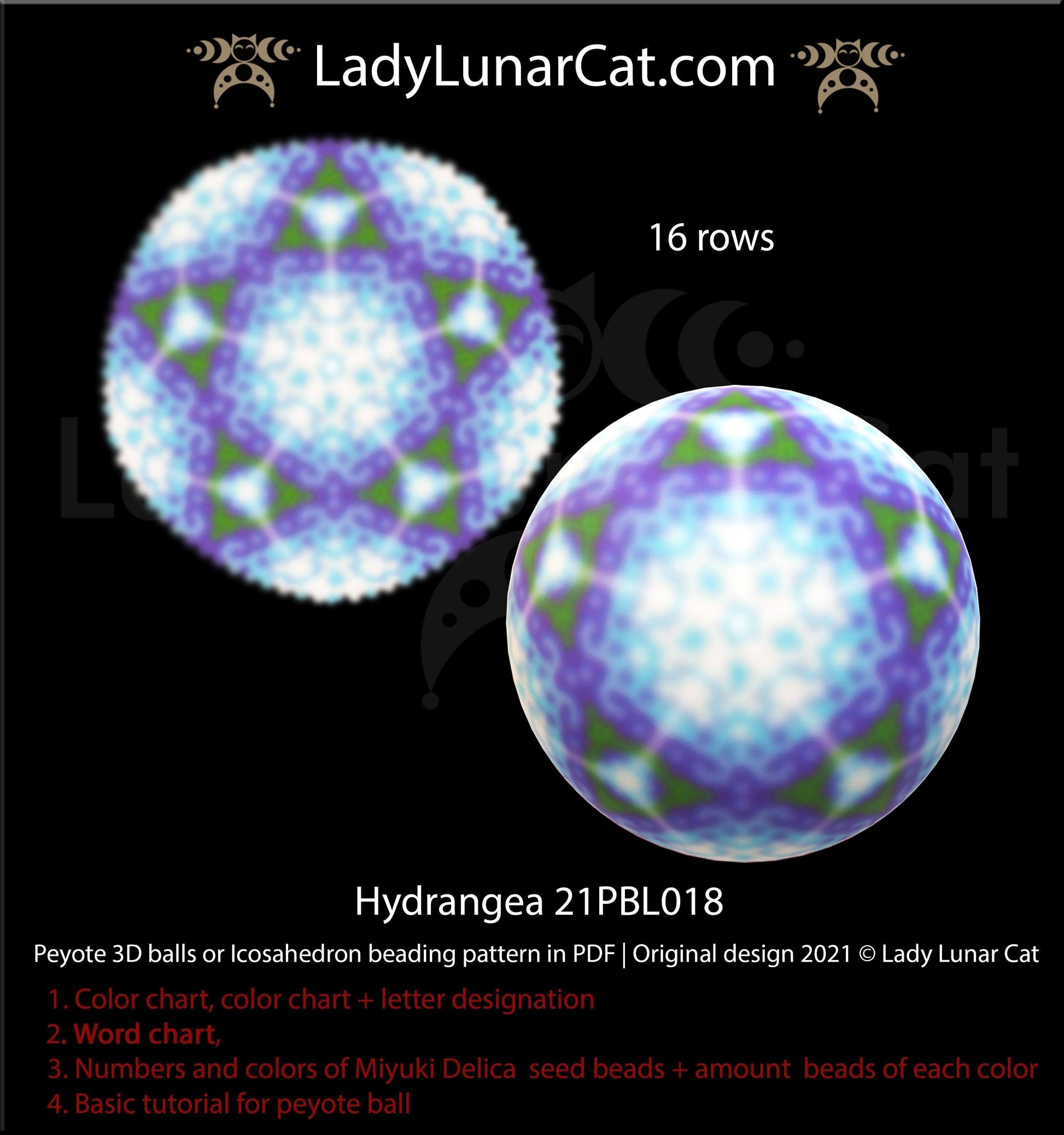 Copy of Peyote 3d ball pattern for beading | Beaded Icosahedron Sunny day 21PBL013 13 rows LadyLunarCat