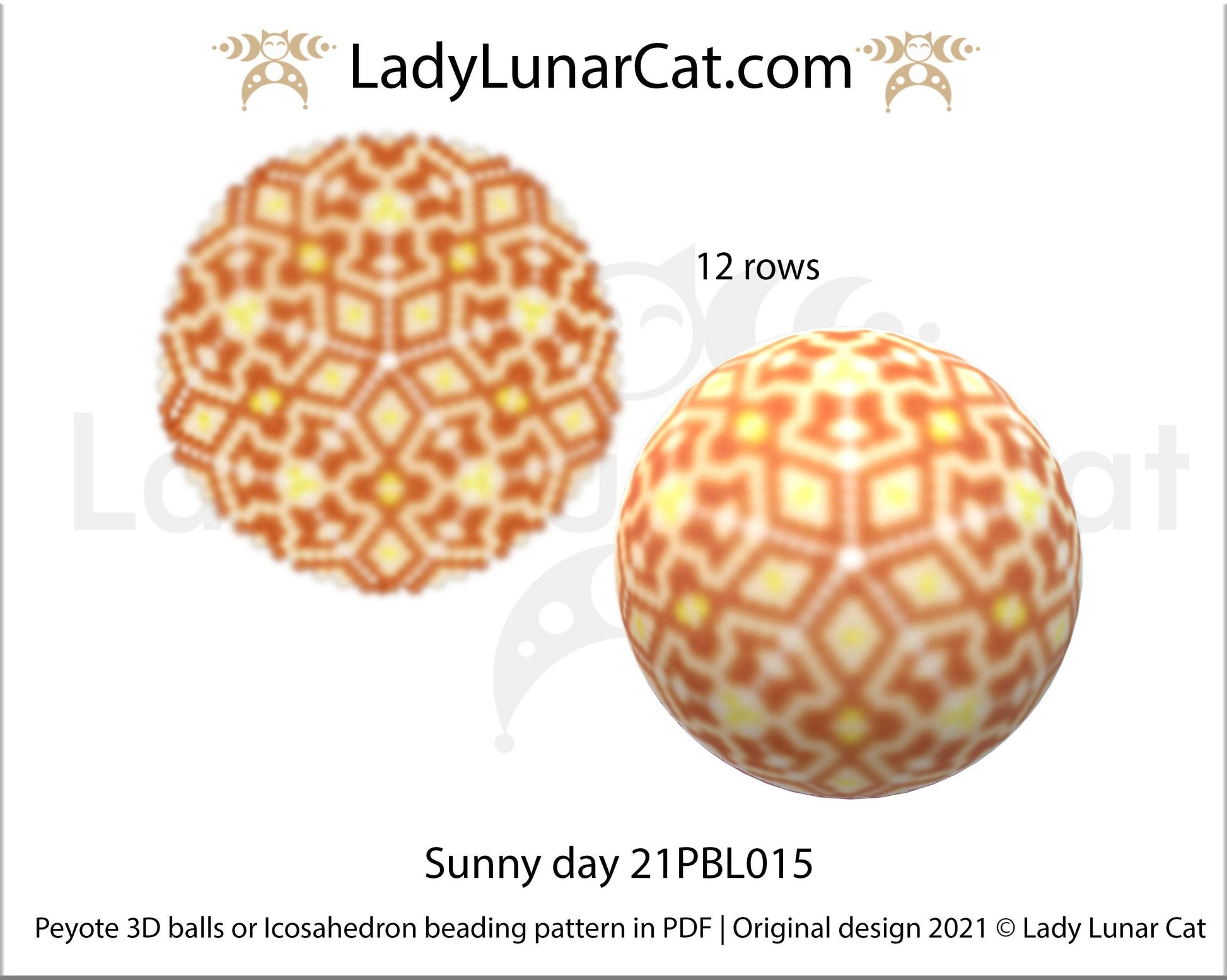 Copy of Peyote 3d ball pattern for beading | Beaded Icosahedron Sunny day 21PBL015 12 rows LadyLunarCat