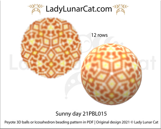 Copy of Peyote 3d ball pattern for beading | Beaded Icosahedron Sunny day 21PBL015 12 rows LadyLunarCat