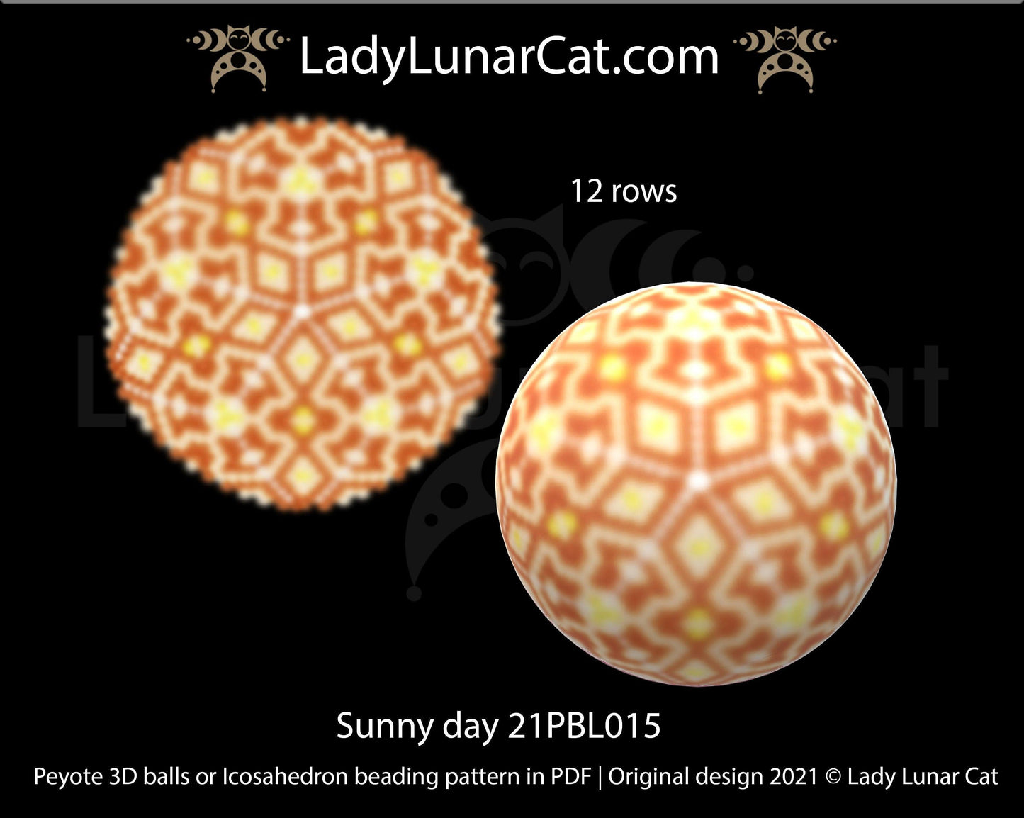 Copy of Peyote 3d ball pattern for beading | Beaded Icosahedron Sunny day 21PBL015 12 rows LadyLunarCat