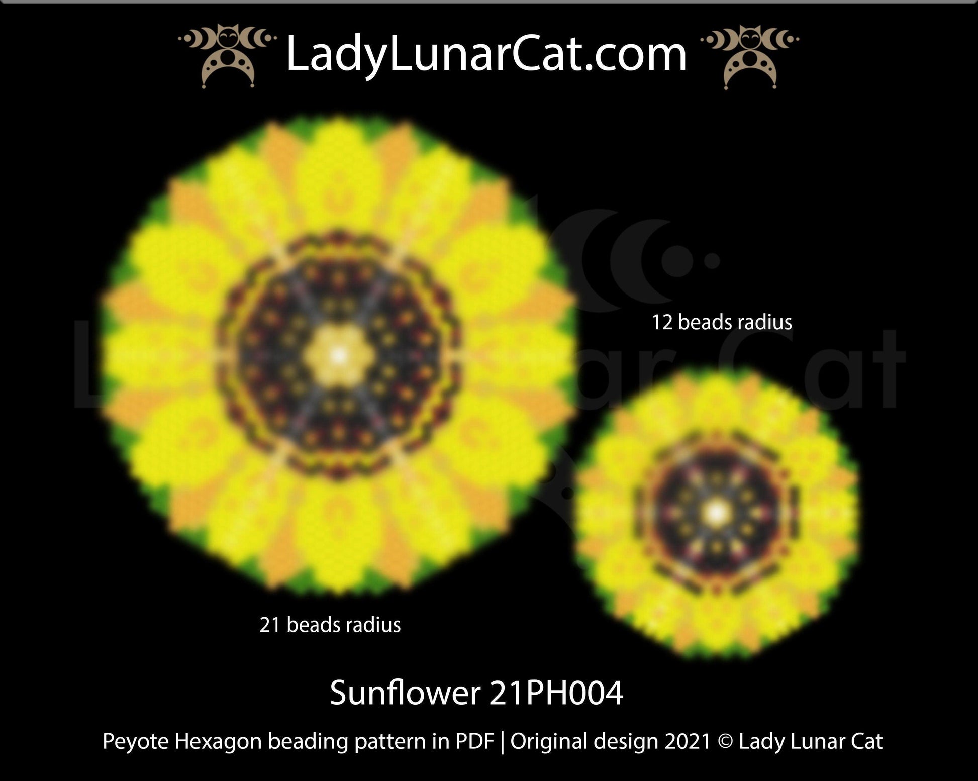 Copy of Peyote hexagon pattern for beading | Beaded hexagon Sun 21PH003 LadyLunarCat