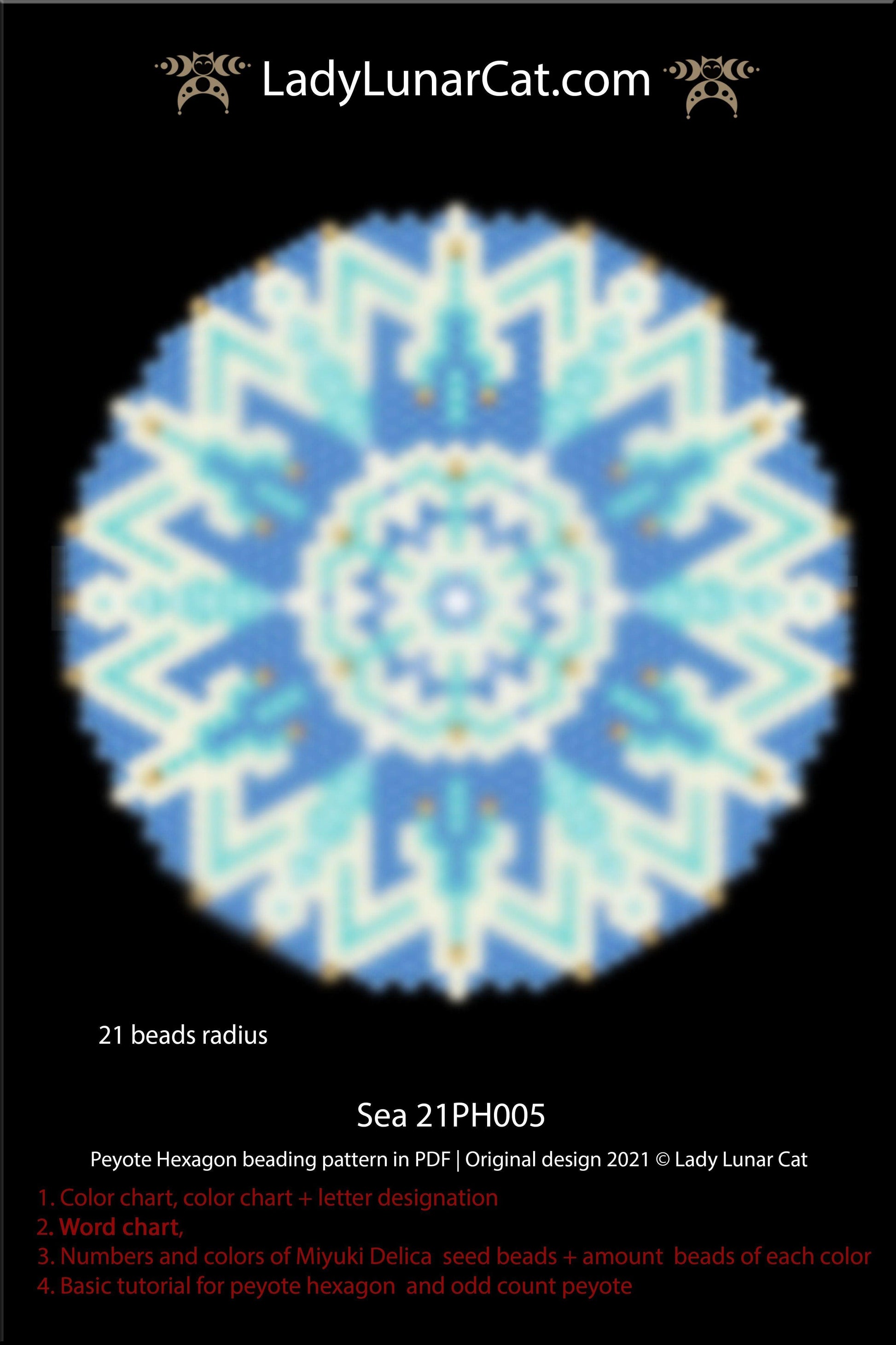 Copy of Peyote hexagon pattern for beading | Beaded hexagon Sunflower 21PH004 LadyLunarCat