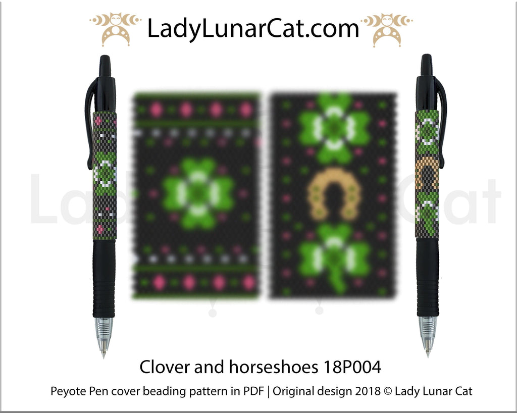 Copy of Peyote pen cover pattern for beading | Beaded pen wrap and rings tutorial Easter 18P006 LadyLunarCat