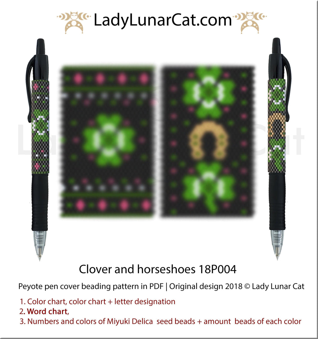 Copy of Peyote pen cover pattern for beading | Beaded pen wrap and rings tutorial Easter 18P006 LadyLunarCat