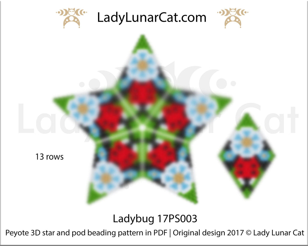 Copy of Peyote star patterns for beading and peyote pod patterns  Snowflake 20PS020 LadyLunarCat
