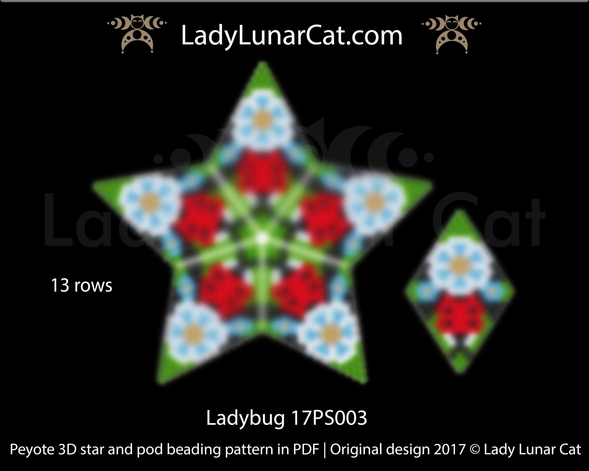 Copy of Peyote star patterns for beading and peyote pod patterns  Snowflake 20PS020 LadyLunarCat