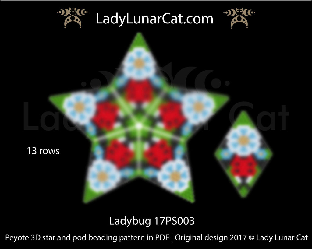 Copy of Peyote star patterns for beading and peyote pod patterns  Snowflake 20PS020 LadyLunarCat