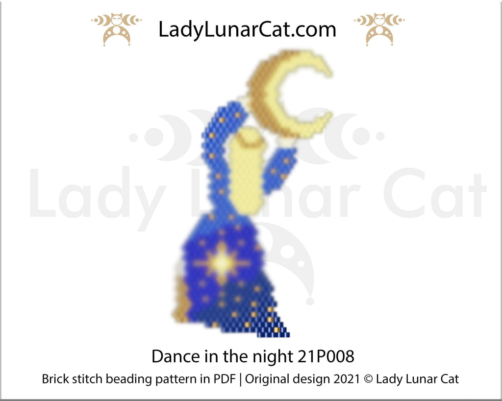 Brick stitch pattern for beading Dance in the night 21P008 LadyLunarCat