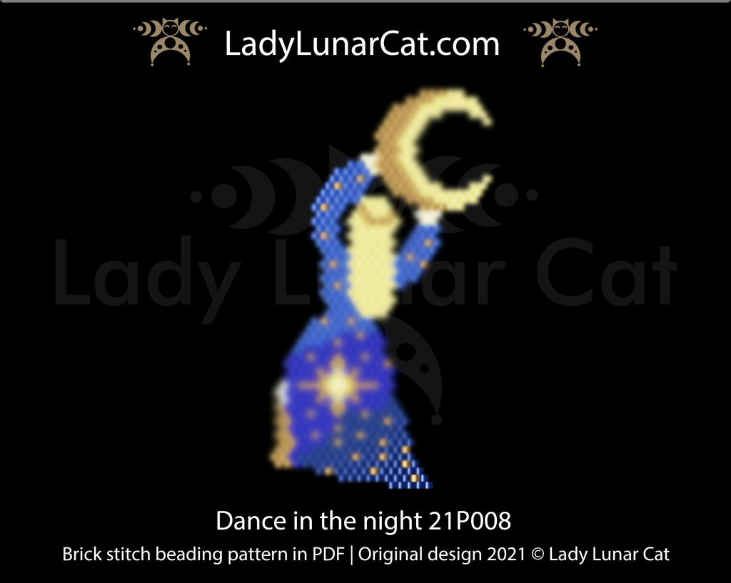 Brick stitch pattern for beading Dance in the night 21P008 LadyLunarCat
