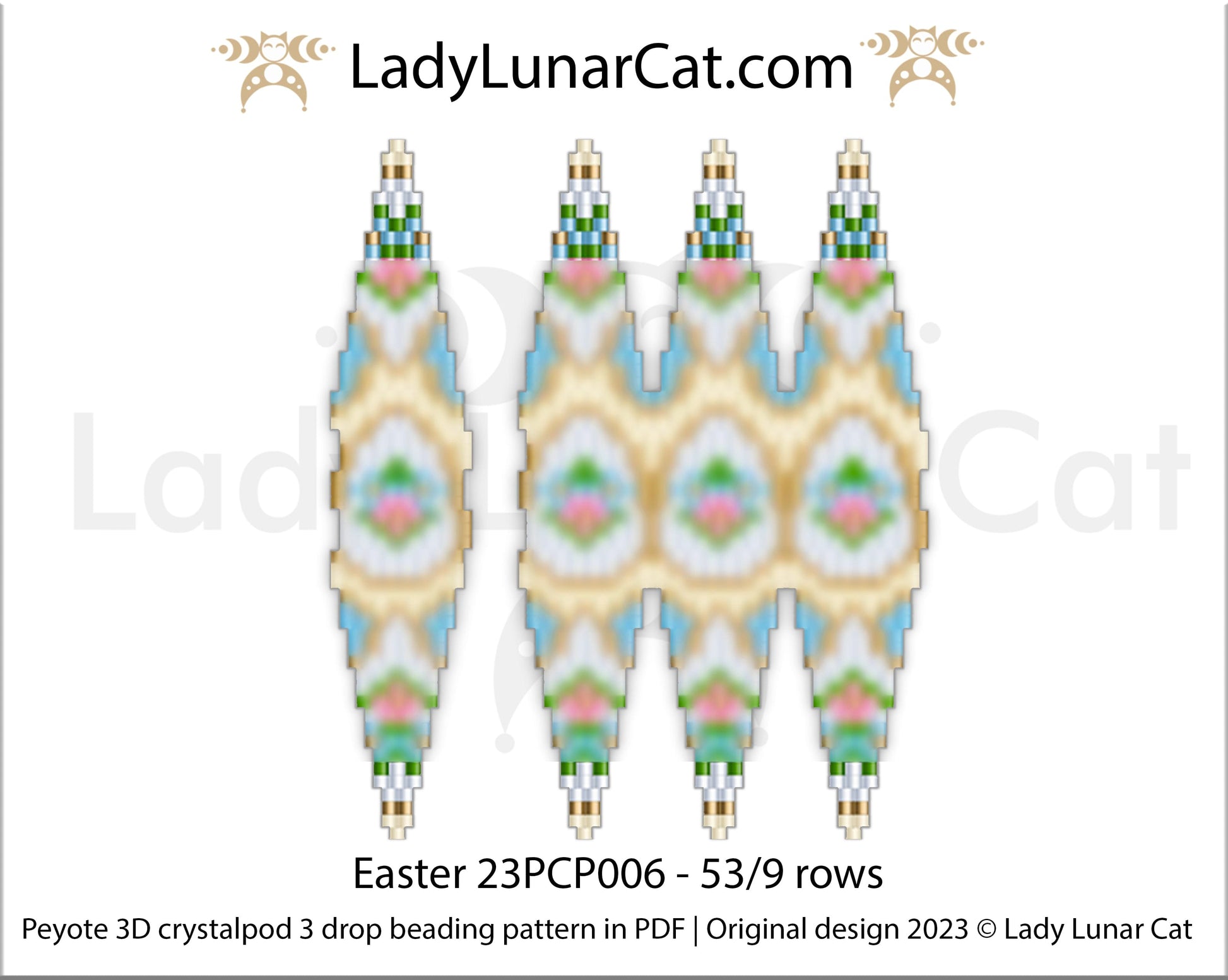 Copy of Peyote 3drop pod pattern or crystalpod pattern for beading Spring 23PCP004 LadyLunarCat