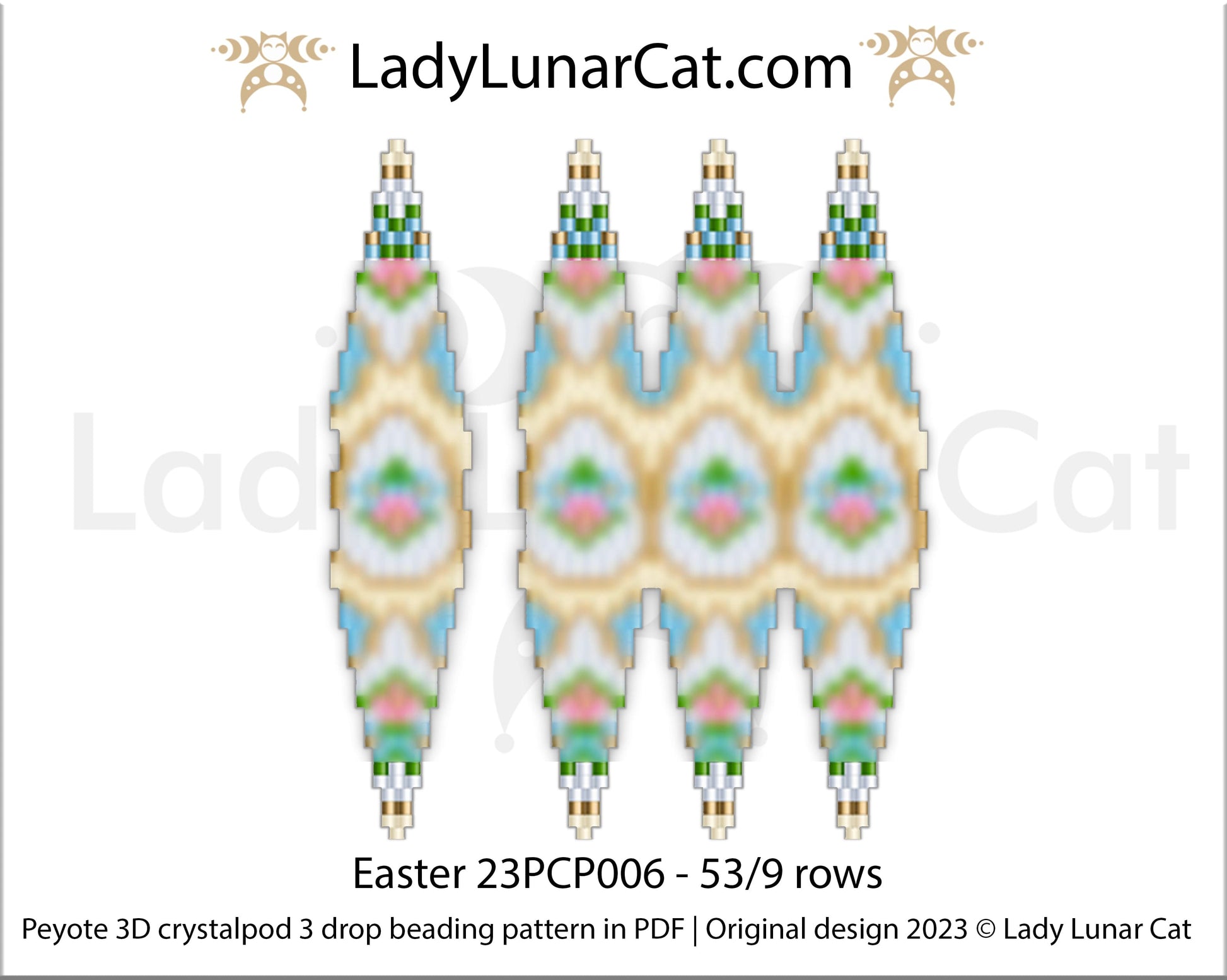 Copy of Peyote 3drop pod pattern or crystalpod pattern for beading Spring 23PCP004 LadyLunarCat