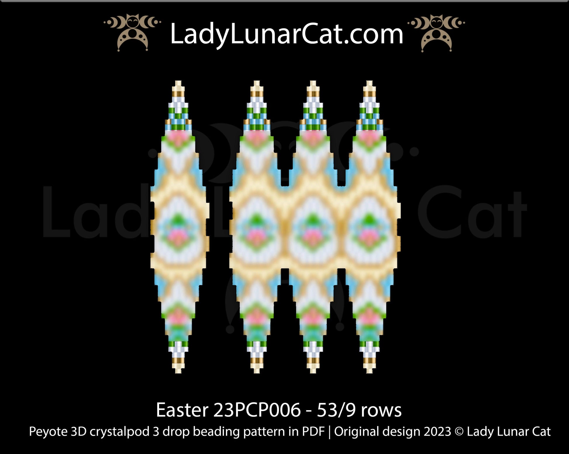 Copy of Peyote 3drop pod pattern or crystalpod pattern for beading Spring 23PCP004 LadyLunarCat