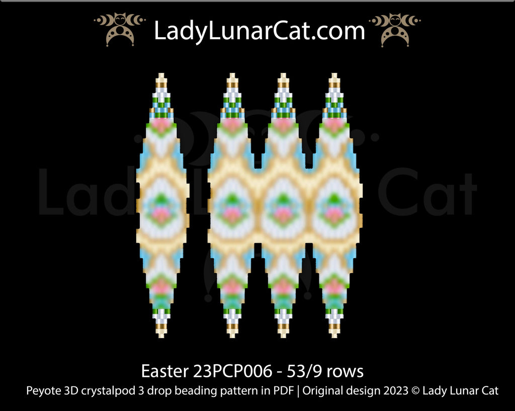 Copy of Peyote 3drop pod pattern or crystalpod pattern for beading Spring 23PCP004 LadyLunarCat