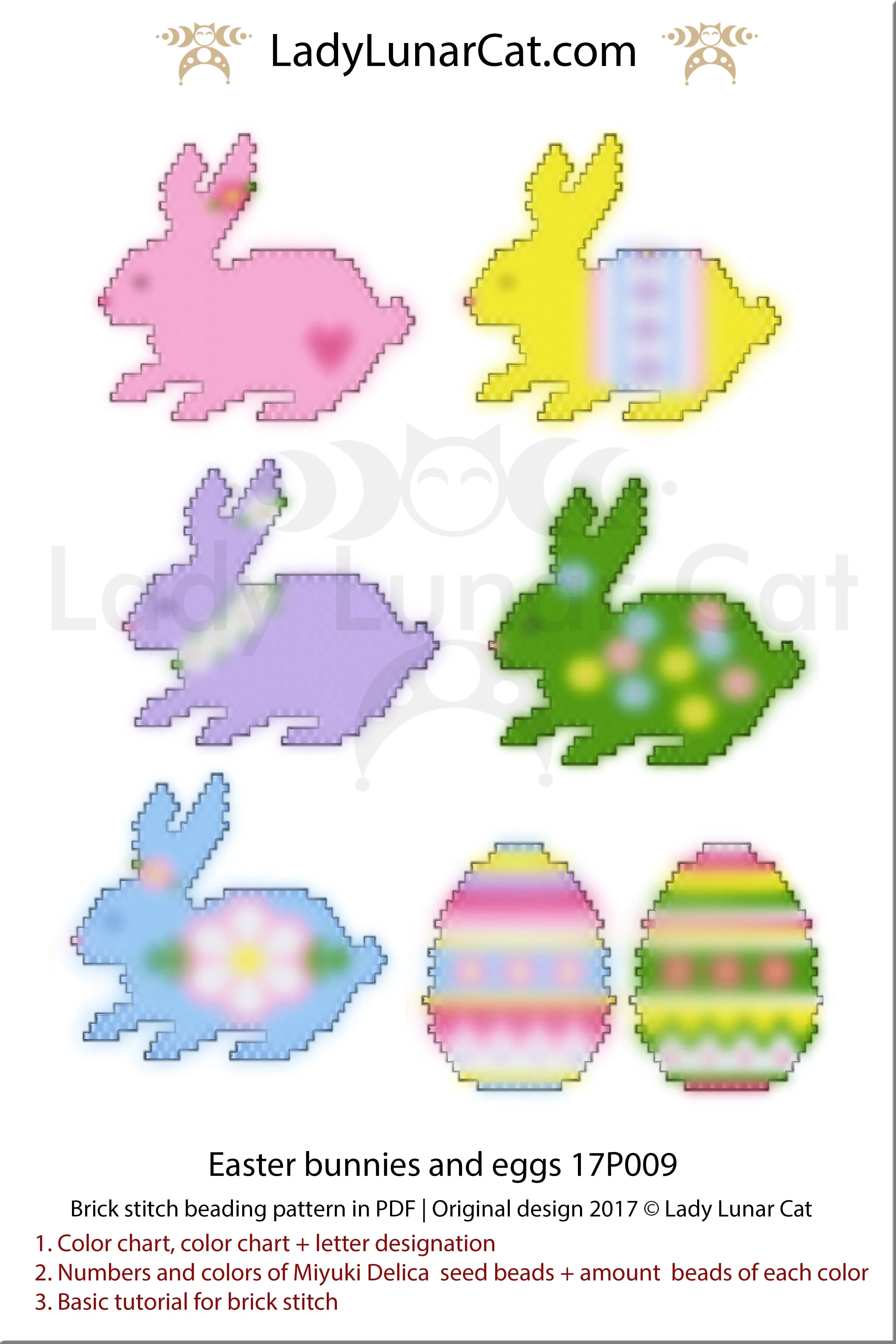 Easter egg brick stitch motif - small 26x15 beads painted egg colorful LadyLunarCat