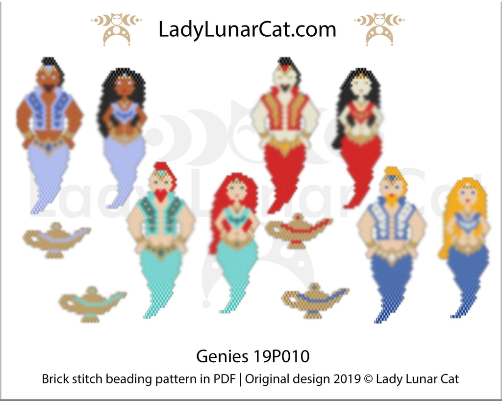 Brick stitch pattern for beading Genies 19P010 - LadyLunarCat