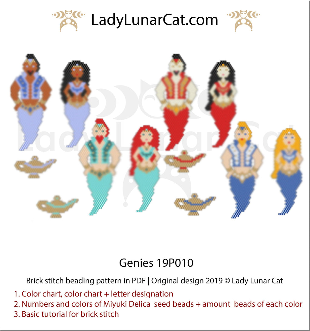 Brick stitch pattern for beading Genies 19P010 - LadyLunarCat