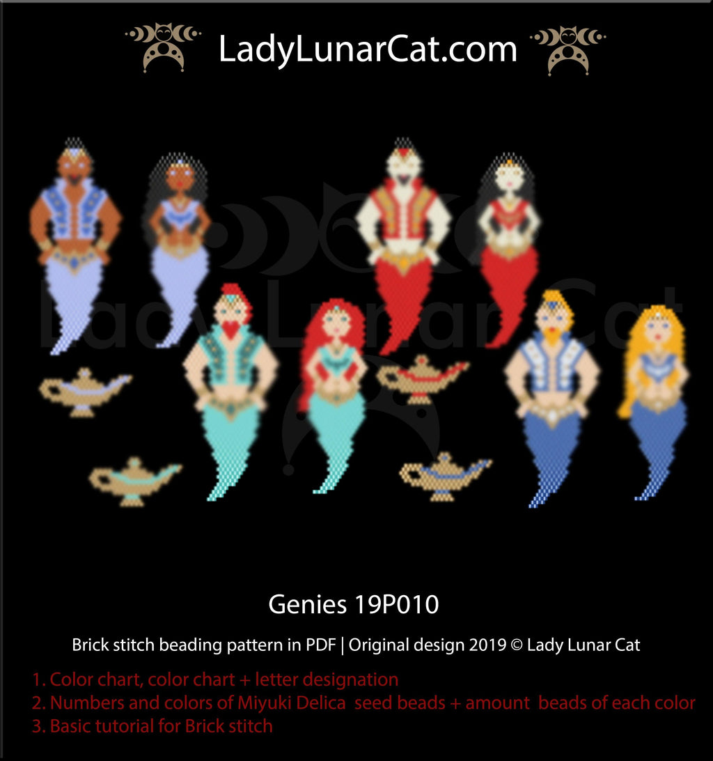 Brick stitch pattern for beading Genies 19P010 - LadyLunarCat