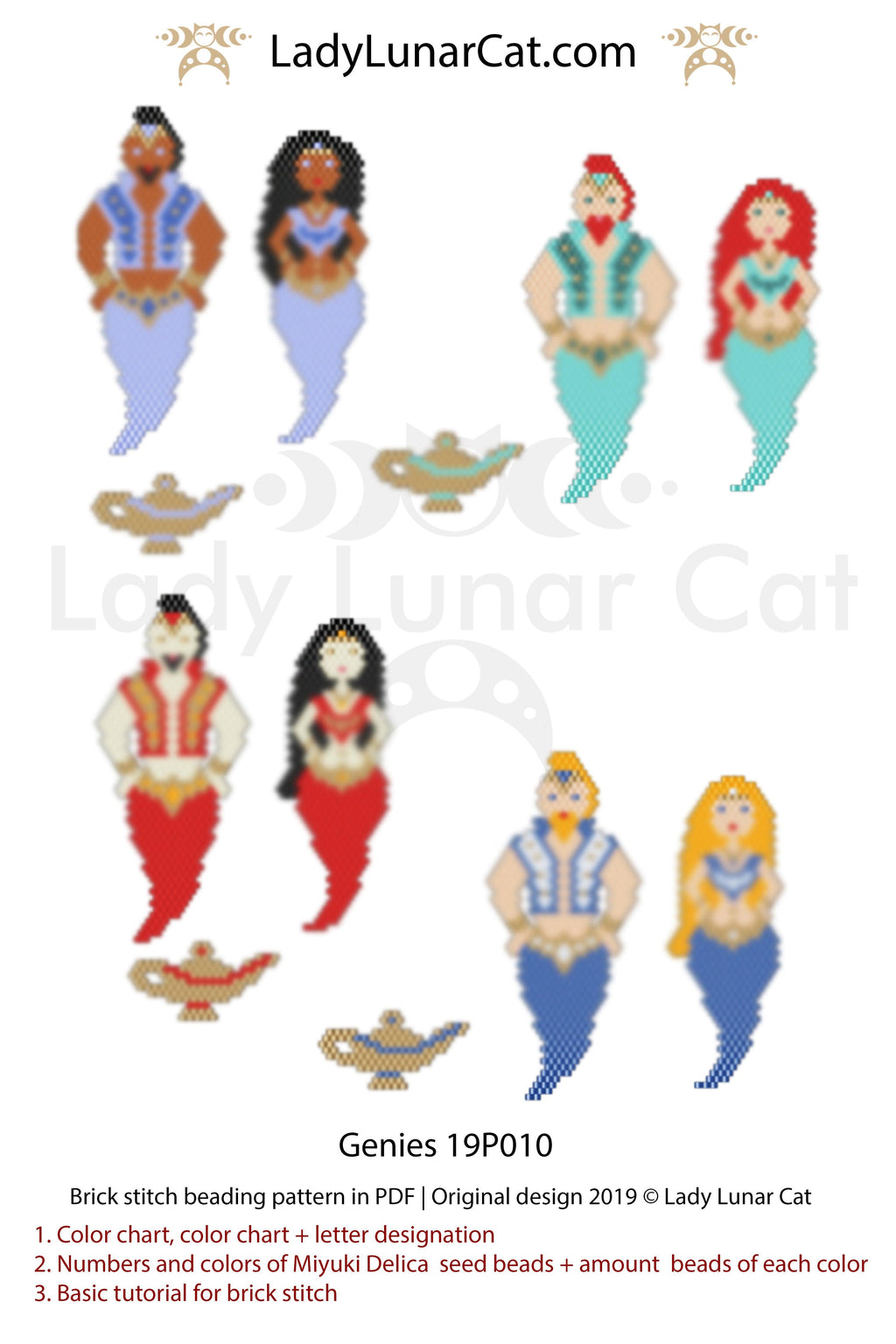 Brick stitch pattern for beading Genies 19P010 - LadyLunarCat