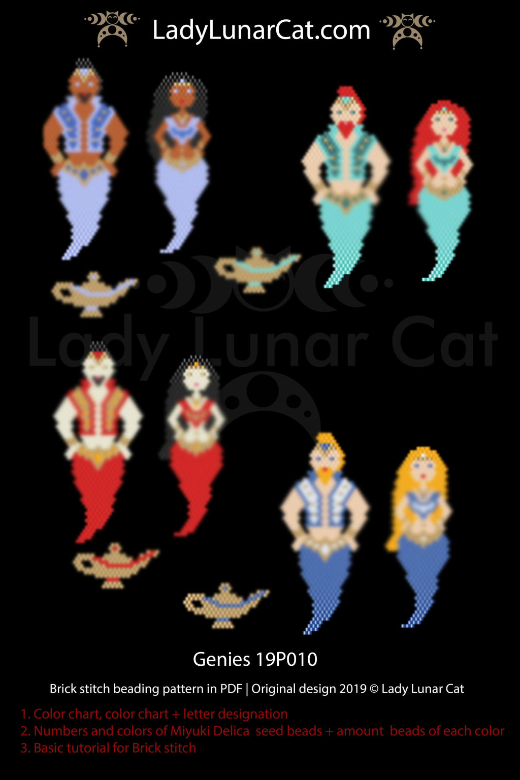 Brick stitch pattern for beading Genies 19P010 - LadyLunarCat