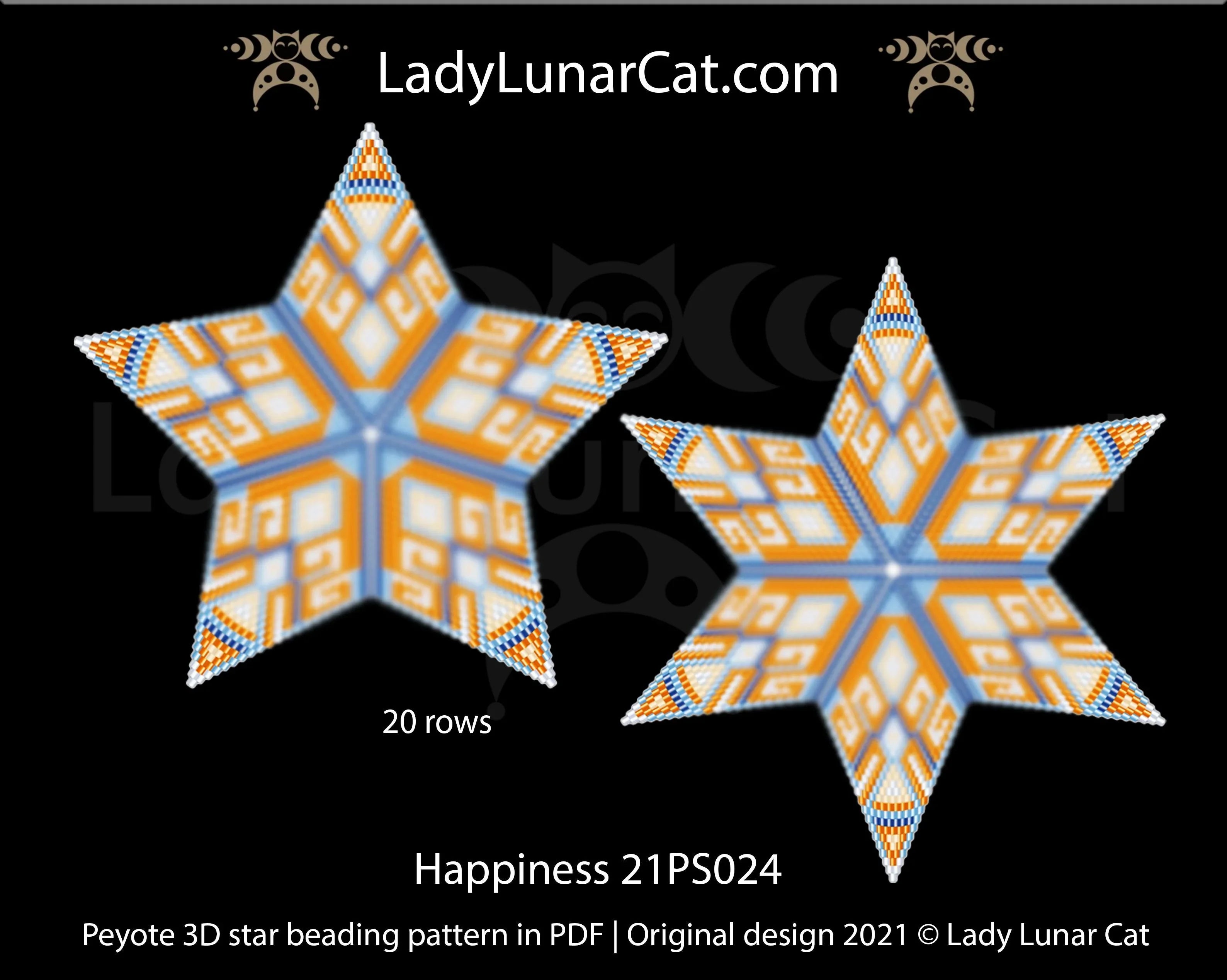 Beaded happiness geometric star — peyote stitch tutorial PDF for all levels