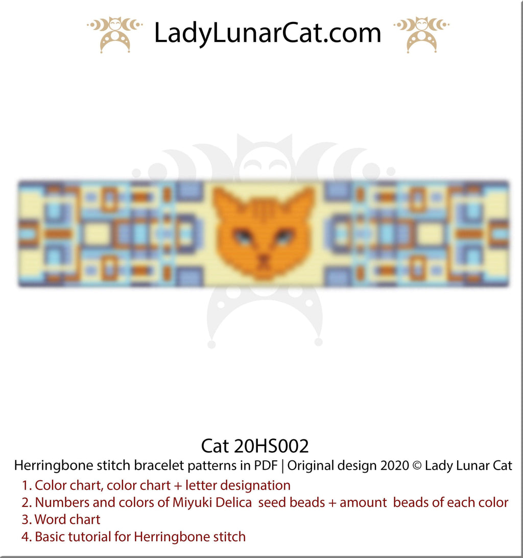 Herringbone stitch pattern for bracelets - Cat 20HS002 LadyLunarCat