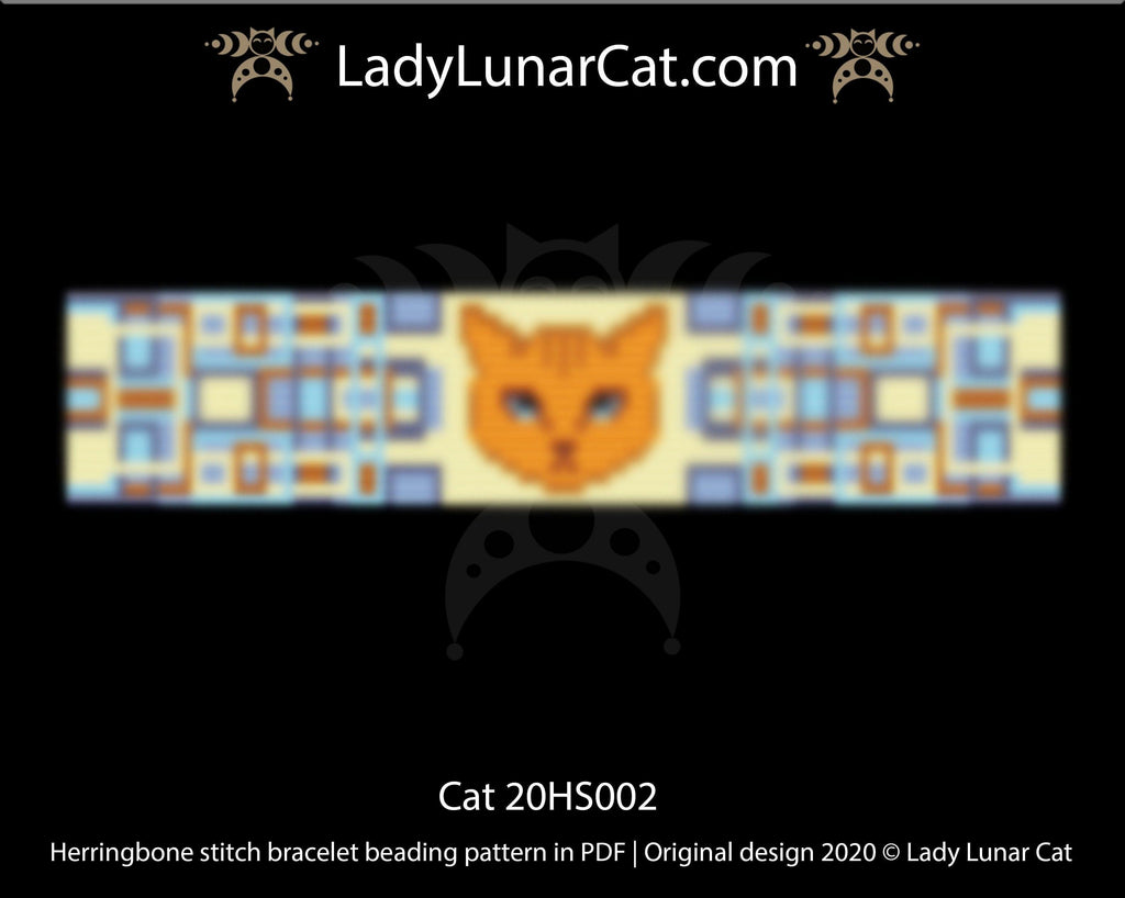 Herringbone stitch pattern for bracelets - Cat 20HS002 LadyLunarCat